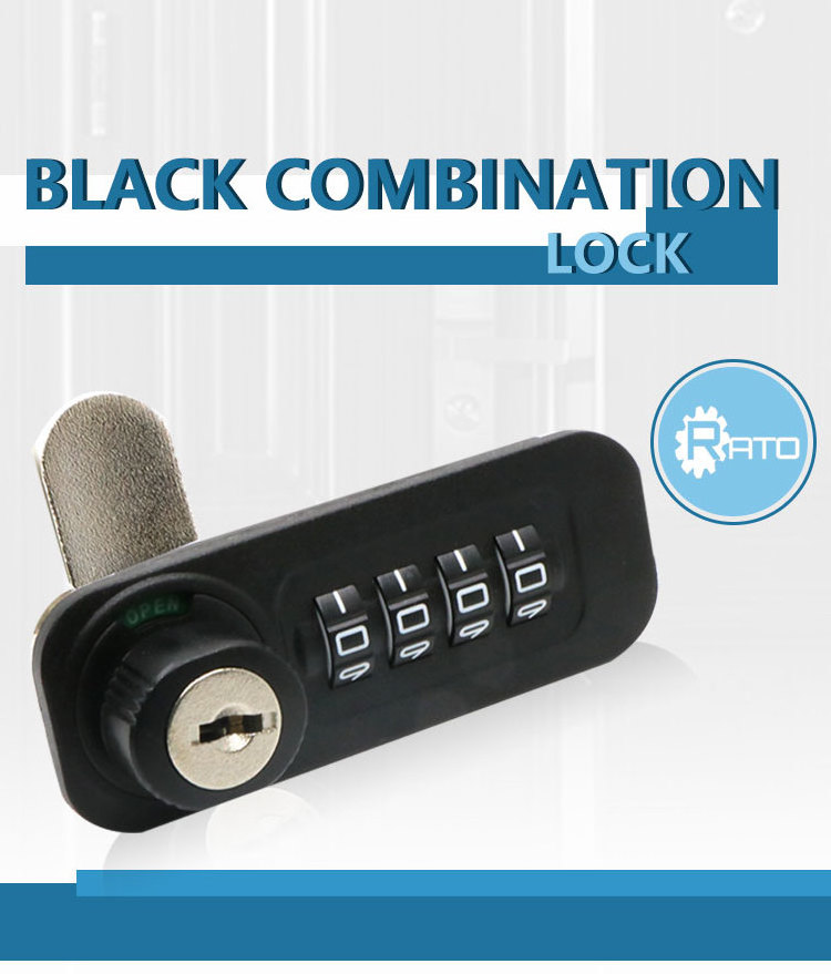 Rotary Black ABS Cam Lock Master Key 4 Digital Combination Cabinet Furniture Door Lock