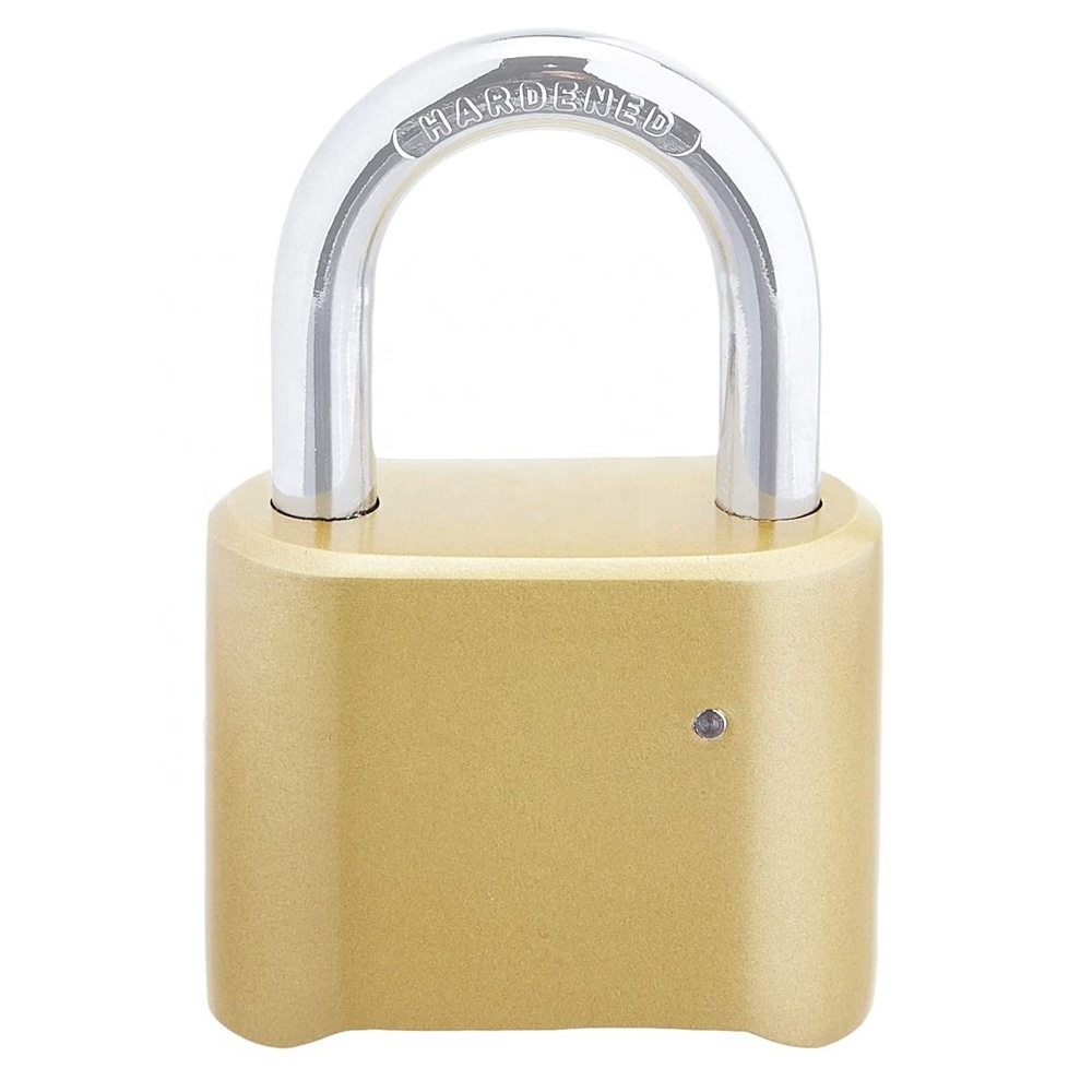 Warehouse Door Lock Hardened Steel Resettable 4 Digital Password Golden Brass Combination Padlock