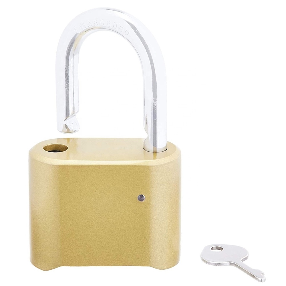 Warehouse Door Lock Hardened Steel Resettable 4 Digital Password Golden Brass Combination Padlock