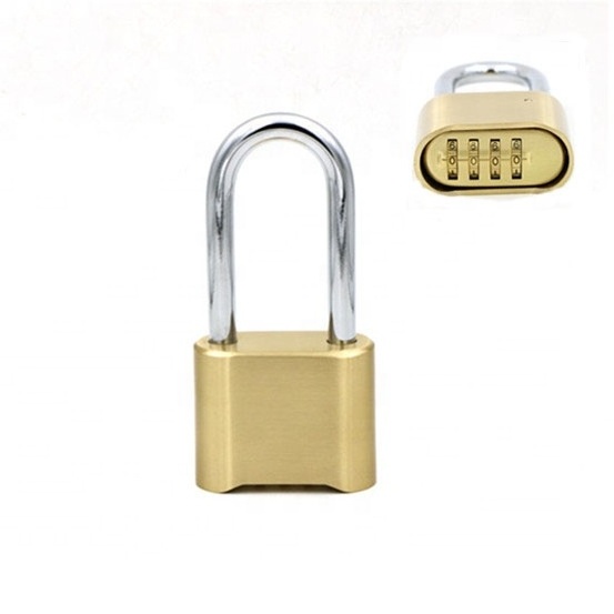 Warehouse Door Lock Hardened Steel Resettable 4 Digital Password Golden Brass Combination Padlock