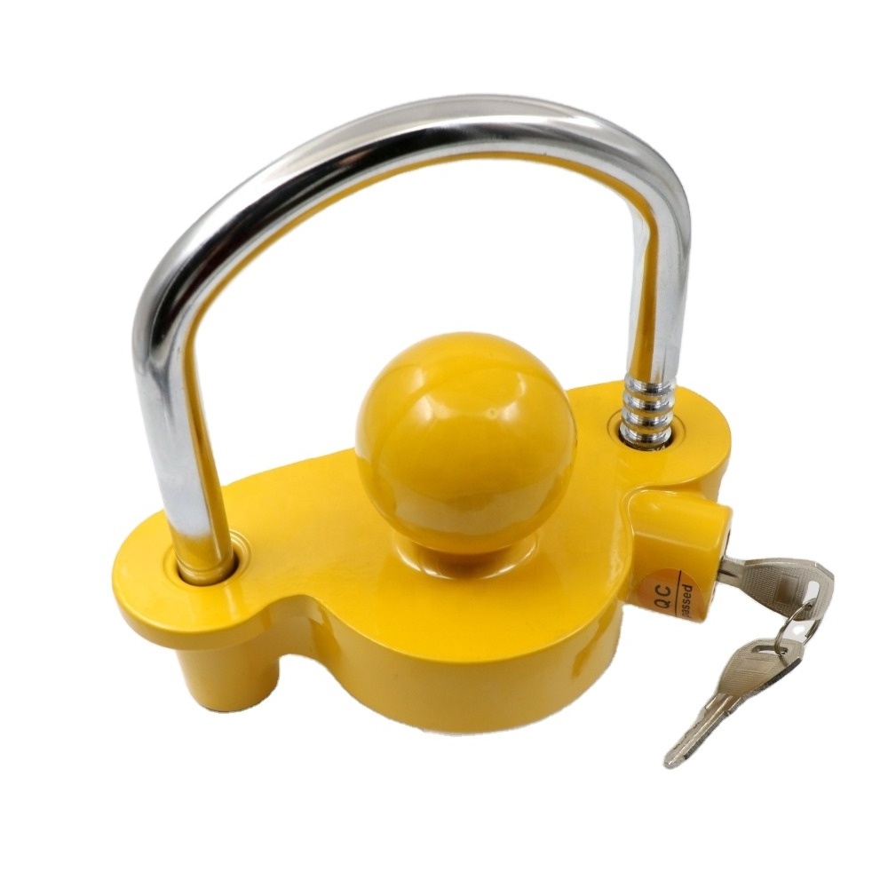 Yellow Cast Alloy Caravan Security Universal Trailer Coupling Tow Ball Hitch Lock