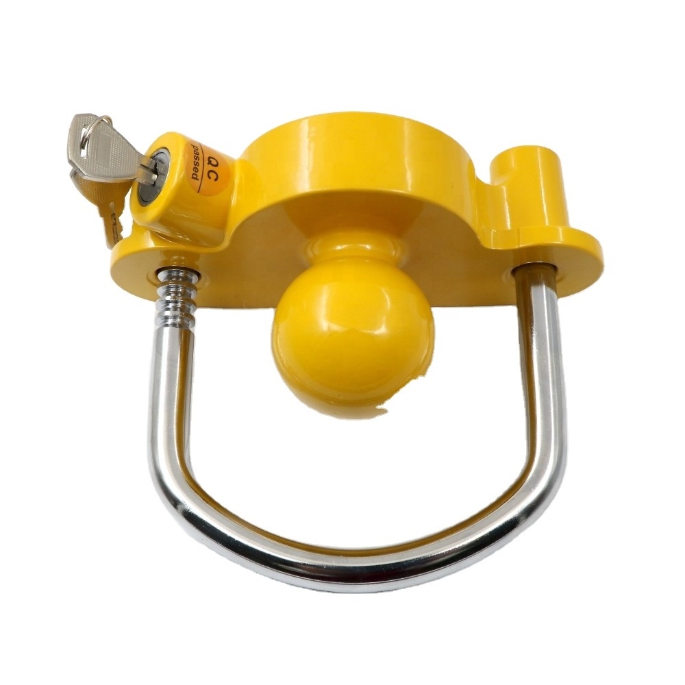 Yellow Cast Alloy Caravan Security Universal Trailer Coupling Tow Ball Hitch Lock