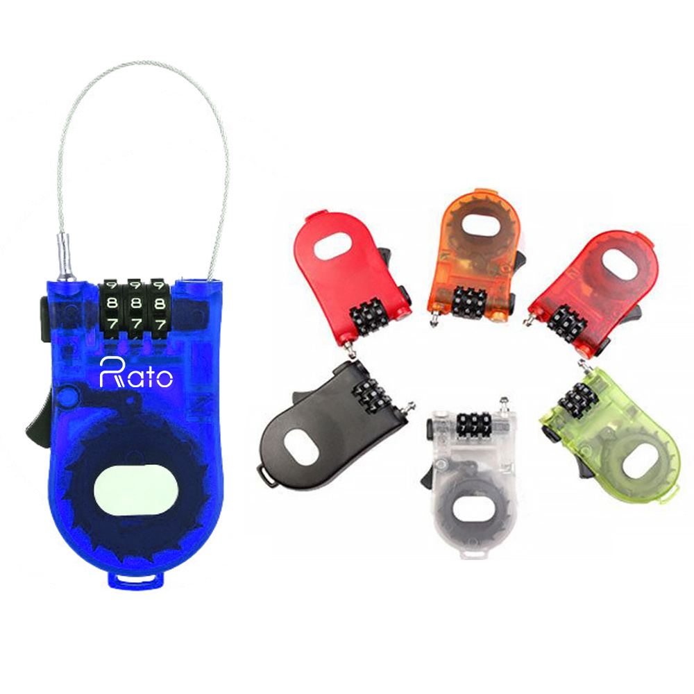 Plastic Safety 3 Digit  Retractable  Combination cable ski snowboard Luggage lock