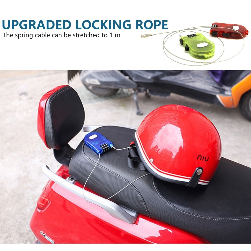 Mechanical Combination Cheap Plastic 3 Digital  Ski Retractable Cable Lock