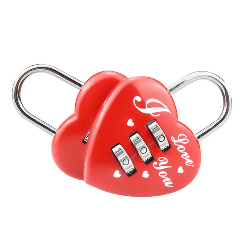 Travel Luggage Lock 3 Digital for Lover Gift Heart Shaped Combination Padlock