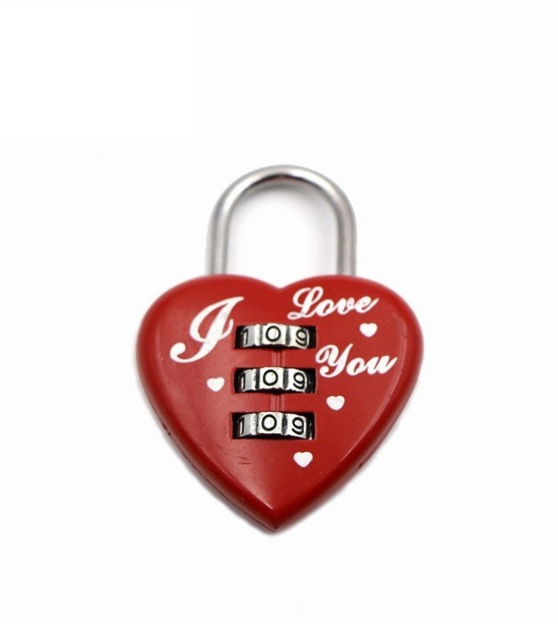 Travel Luggage Lock 3 Digital for Lover Gift Heart Shaped Combination Padlock