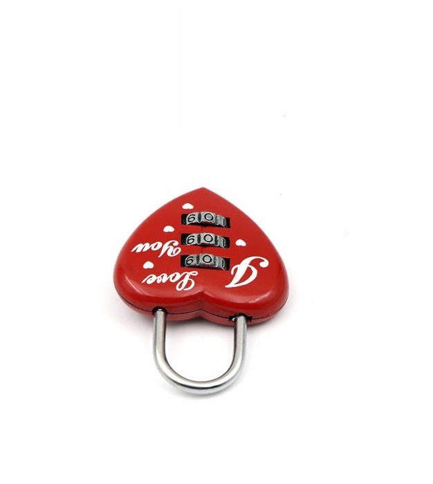 Travel Luggage Lock 3 Digital for Lover Gift Heart Shaped Combination Padlock