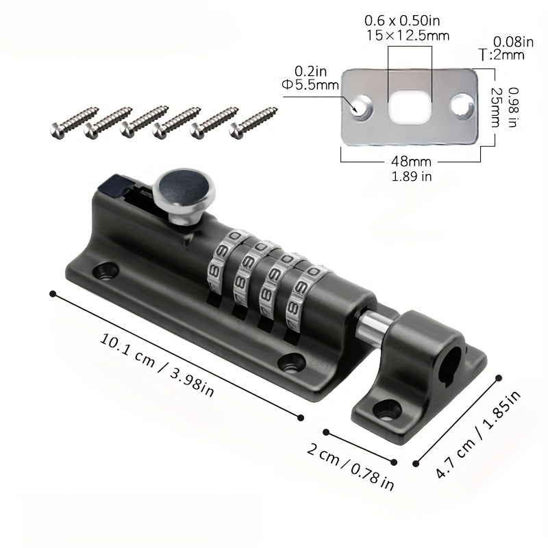 High Quality Zinc Alloy Combo Bolt 4-Dials 4 digit Combination Sliding Bolt Latch door combination bolt lock