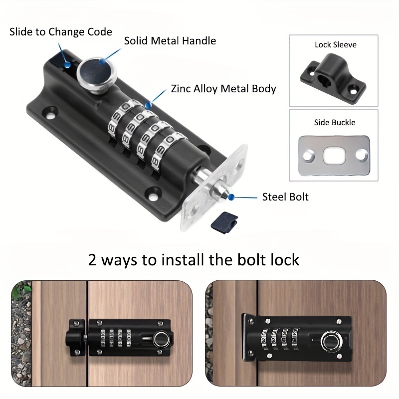 High Quality Zinc Alloy Combo Bolt 4-Dials 4 digit Combination Sliding Bolt Latch door combination bolt lock