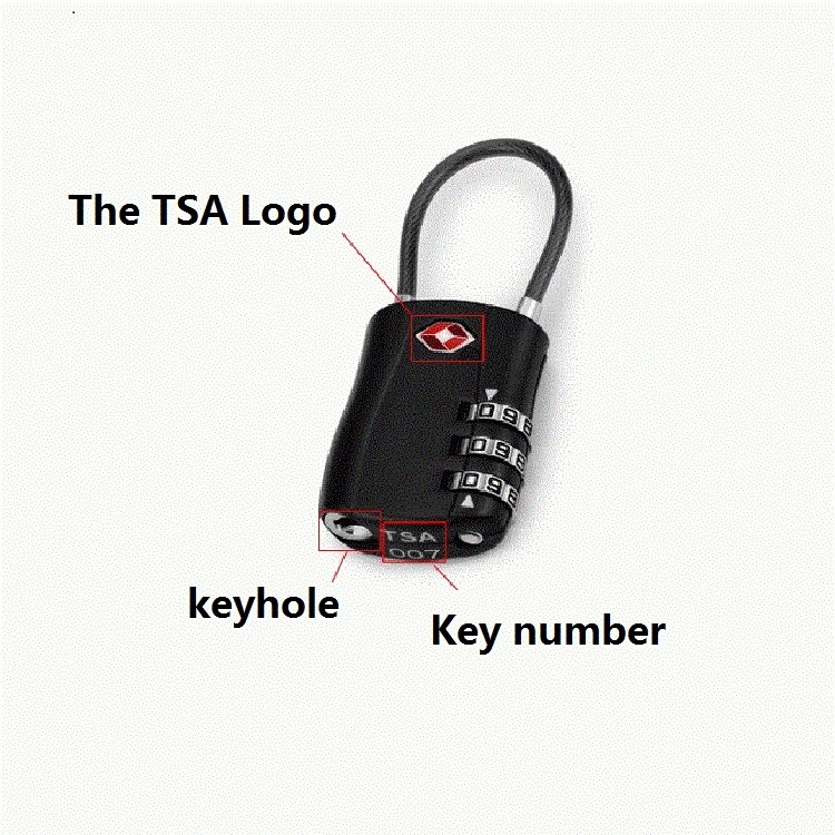 Wholesale travel retractable password cable lock luggage 3 digit combination TSA lock