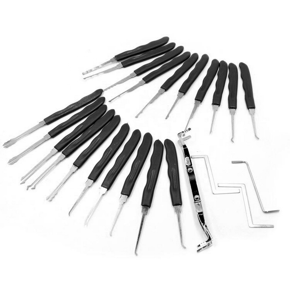 wholesale 24 pcs 301 stainless steel training lock pick set with one practice lock Training Kit