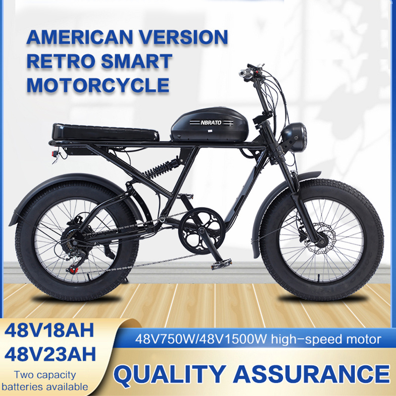 2023 vintage super Electric Hybrid Bike Aluminum Alloy frame 73 fat tire 20 inch 1500W 23 AH long range e bike