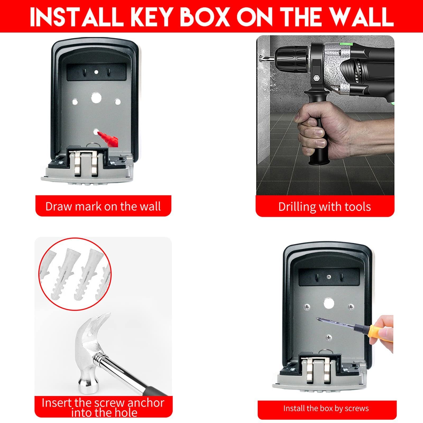 outdoor wall mounted BT electronic combination fingerprint  key storage smart key lock box for real estate