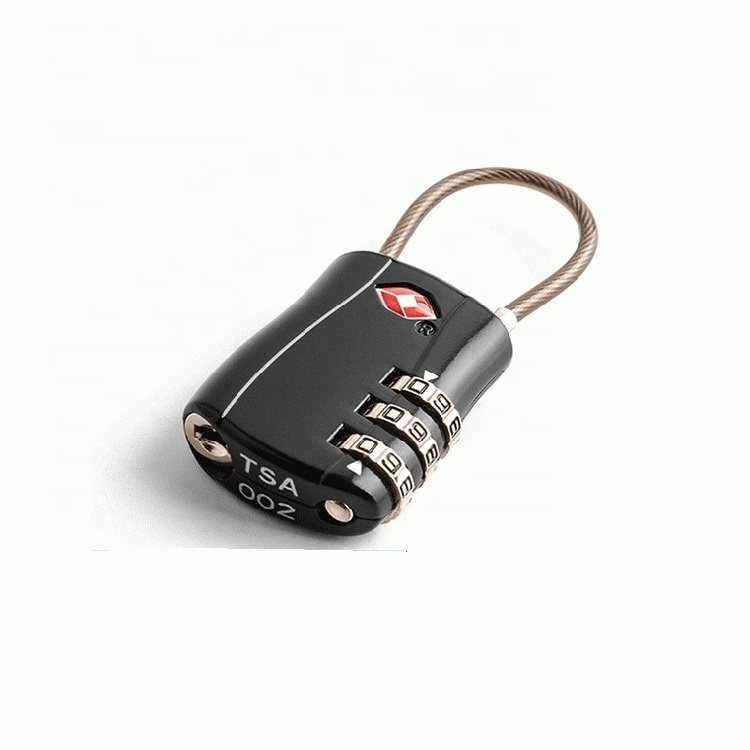 Wholesale travel retractable password cable lock luggage 3 digit combination TSA lock