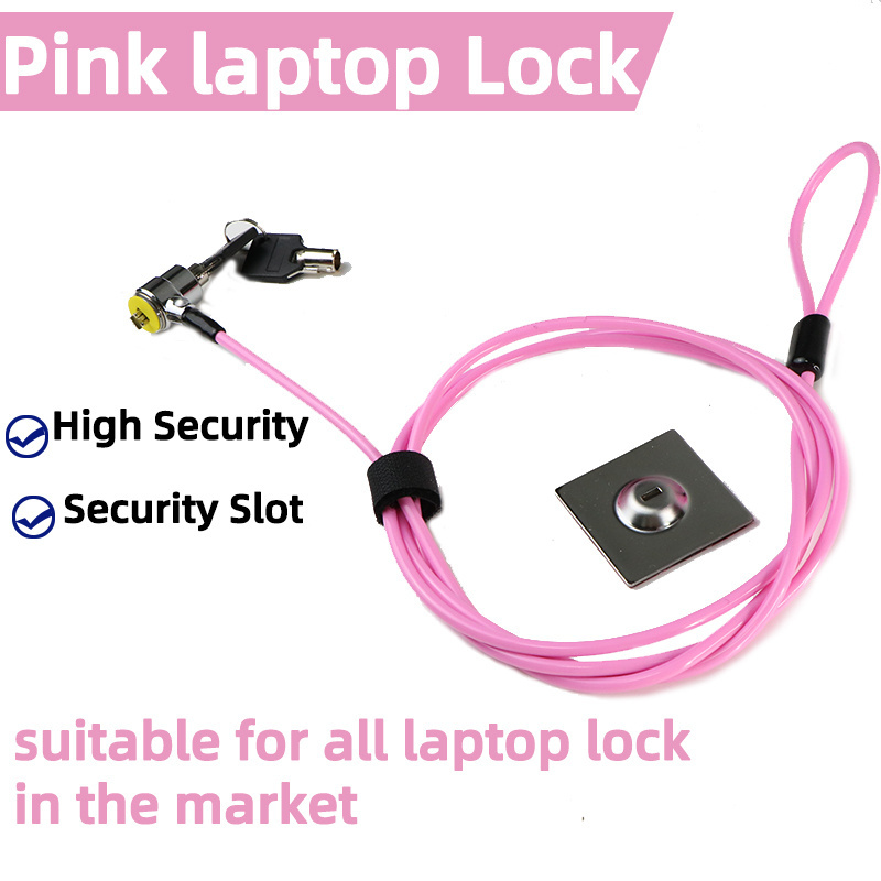 color customization colorful 2m cable pink blue green yellow  notebook phone laptop security lock with anchor plate