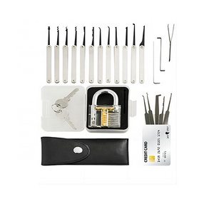 20 Pieces Lock Picking Set with Credit Card Lock Pick Set and Transparent Training Padlock