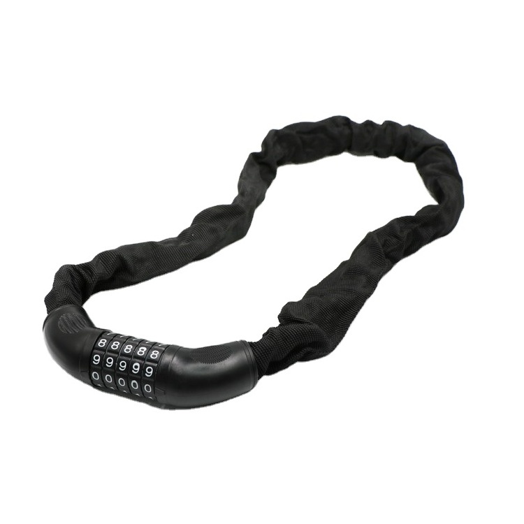 logo customization heavy duty foldable anti-theft Bicycle Five Digit Combination Bike chain Lock