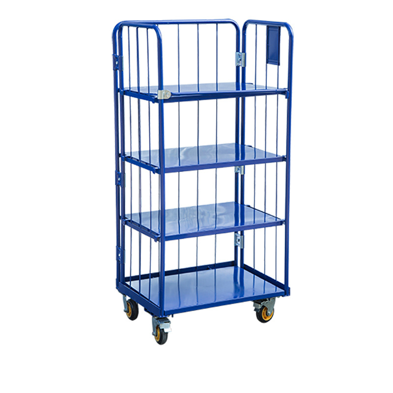 Workshop folding OEM logistic warehouse laundry picking roll cage cart trolley