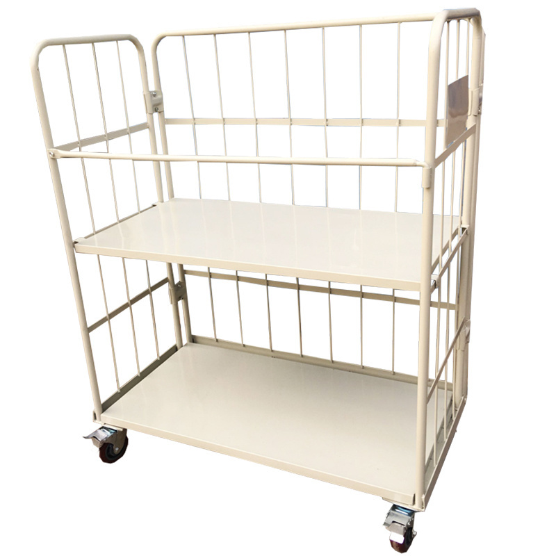 Workshop folding OEM logistic warehouse laundry picking roll cage cart trolley