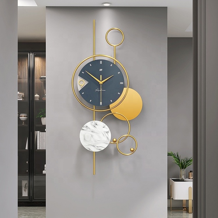 Living Room Contemporary Modern Decorative Metal Vertical Large Big Size 3D Luxury Wall Clocks For Home Decoration