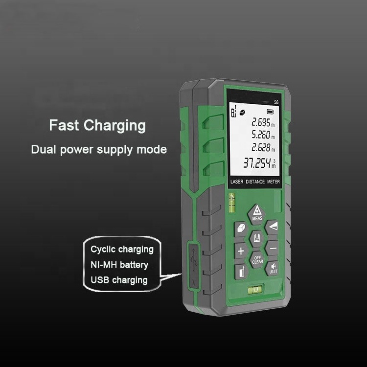 USB Charging Dual Level Vial Digital Measurement Device Laser Measuring Tape Meter with Green Laser