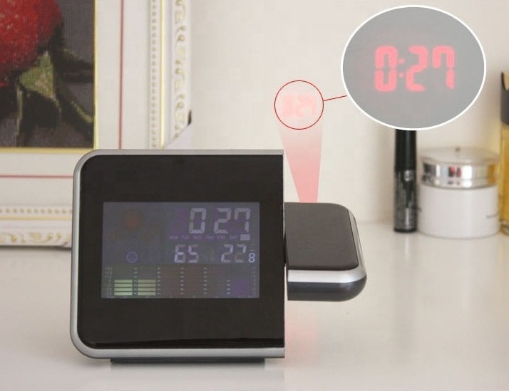 Promotional Fashion Gift LED Thermo Tech Digital Room Thermometer Manual Fine Offset Weather Station Projection Clock