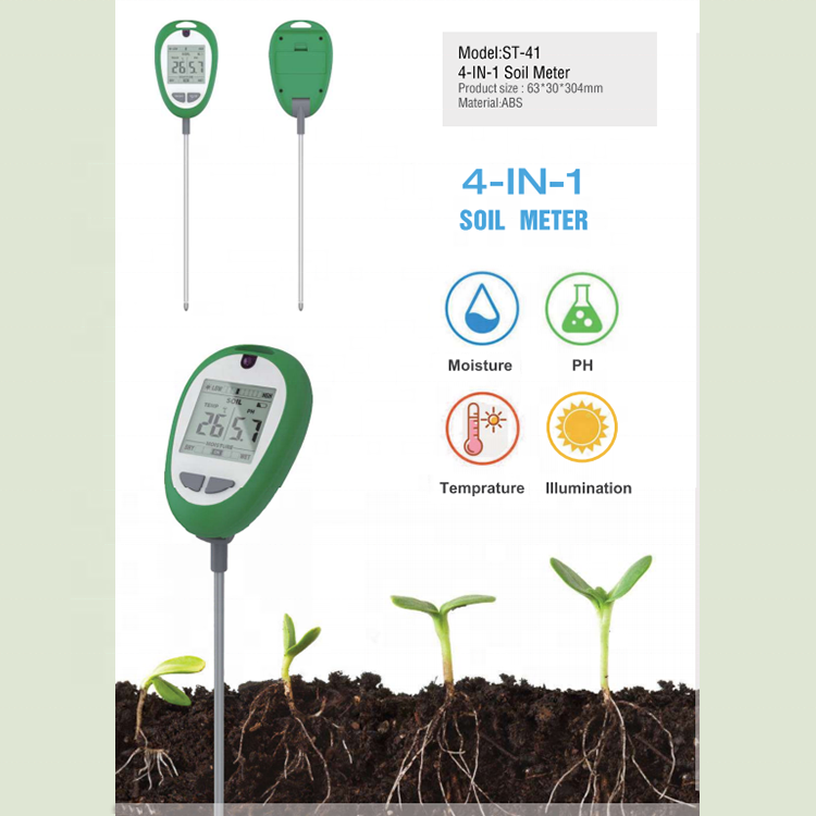 OEM 4 In 1 Digital Compost Thermometer Temperature Illuminance Light Tester Soil Test PH Moisture Meter For Gardeners