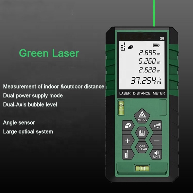 USB Charging Dual Level Vial Digital Measurement Device Laser Measuring Tape Meter with Green Laser