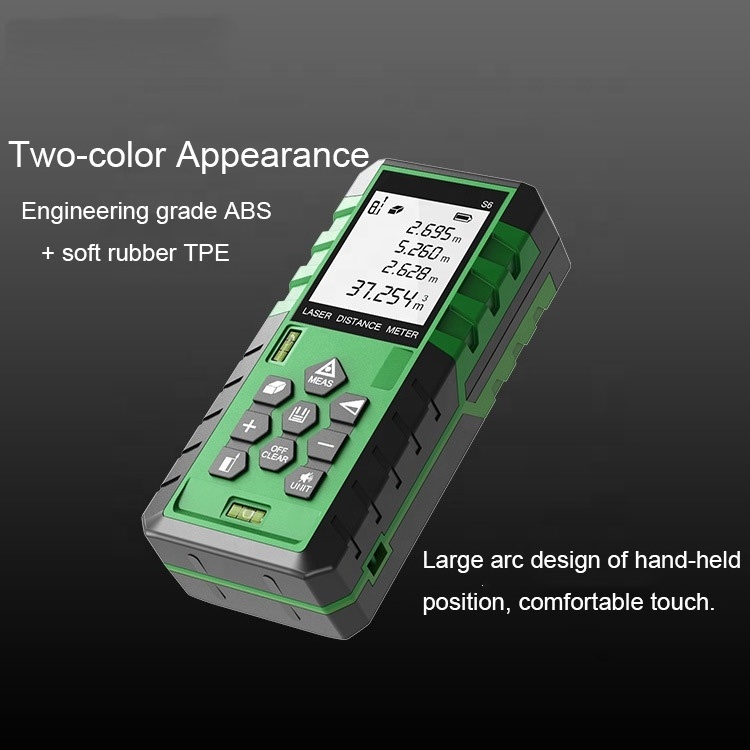 USB Charging Dual Level Vial Digital Measurement Device Laser Measuring Tape Meter with Green Laser