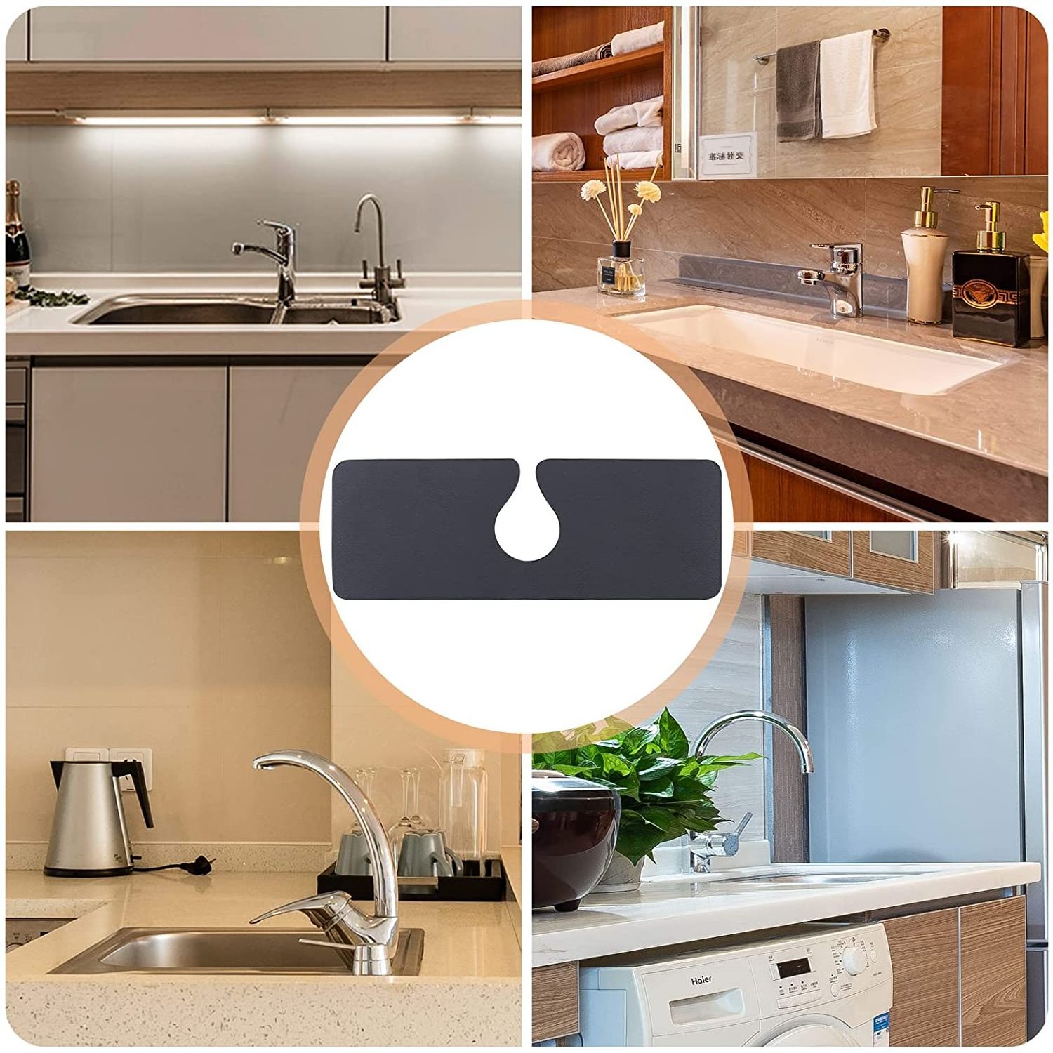 Sink Faucet Splash Guard, Kitchen Countertop Drying Pad, Diatom Mud & Rubber Composite Absorbent Pad