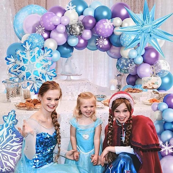 Frozen Blue Balloons Arch Garland kit Snowflake Winter Wonderland Christmas Snow Princess Birthday Party Decorations