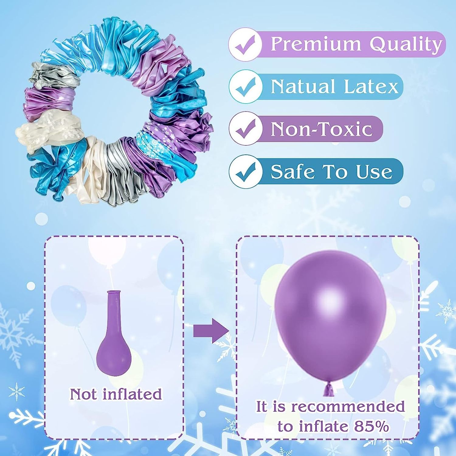 Frozen Blue Balloons Arch Garland kit Snowflake Winter Wonderland Christmas Snow Princess Birthday Party Decorations