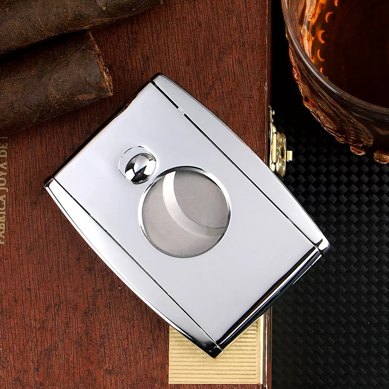 Personalized Design Cortapuros Tijeras On-off Switch Sliver Cigar  Cutter Zinc alloy Lock Cigar V-Cutter Cigar Knife