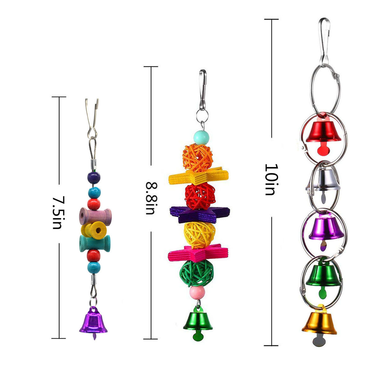 6 pcs Colorful wood Hanging Bird parrot hammock swings ladders pet training bite toy set