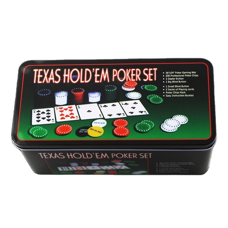 Portable 200pcs/Set with Poker Chips/ Table Cloth/ Blind Metal Box For Gambling Board Game