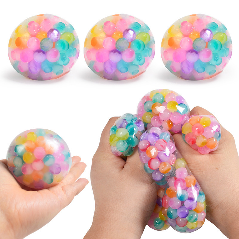 Rainbow TPR Sensory Stress Balls Anti Fidget Toy 6cm TPR Stress Ball Squeeze toy