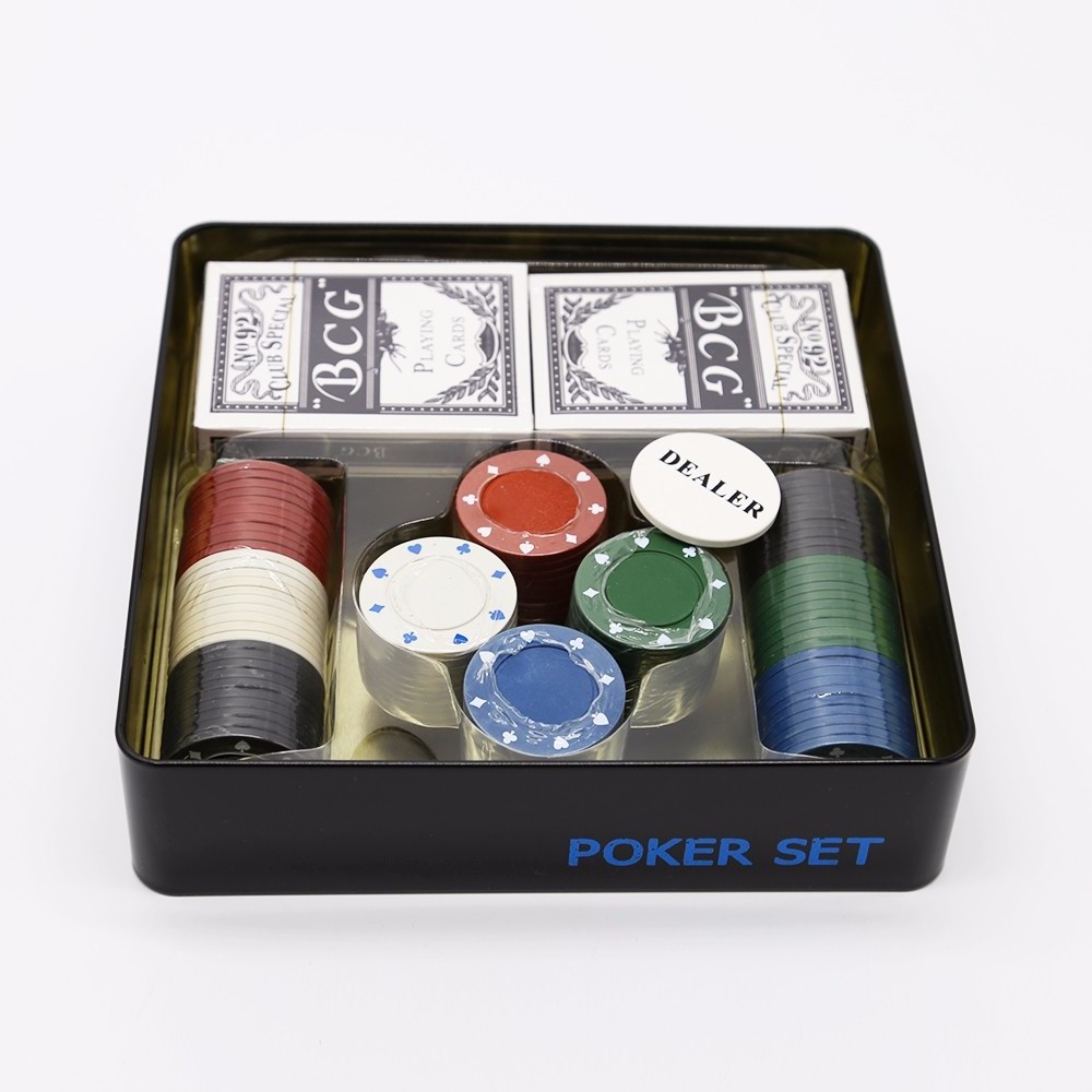 Table Entertainment Games Casino Gambling Playing Cards Poker Chips Set