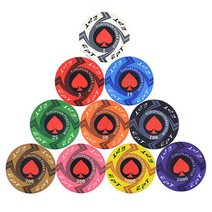 EPT/WPT Stock Professional European ceramics Texas Poker Chips Set