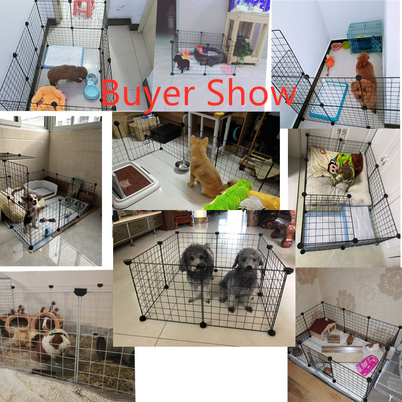 12 pcs Portable metal wire Yard Fence foldable Pet Playpen Small big DIY  pet animal house Cage for dog cat without the door