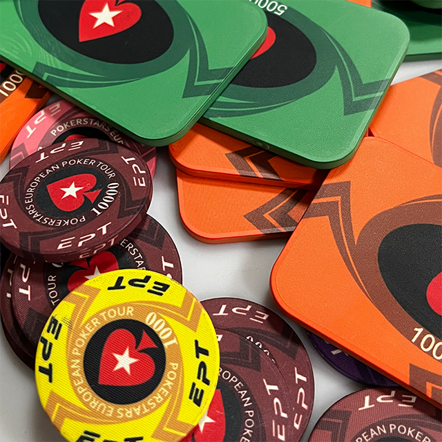 Free sample design custom printed logo 10g 39mm EPT/WPT ceramic poker chip for casino