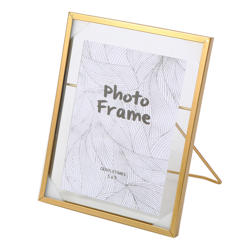 Hotsale Desktop Home Livingroom Decoration Square Photo Frame 5-8 inch Transparent Glass metal art craft