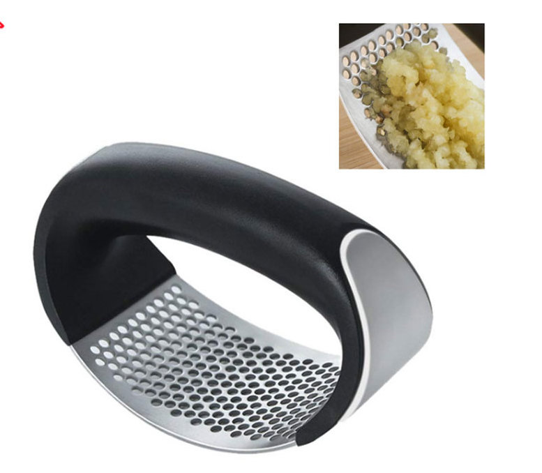 Stainless steel  Manual garlic press curved garlic grinding easy clean hand-held  garlic press rocker