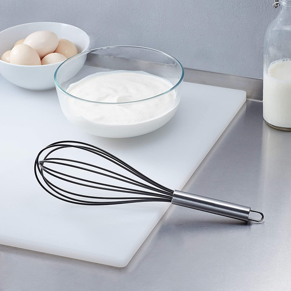 Silicone Stainless Steel Non-Stick Coating Hand Blending Whisking Beating Stirring Cooking  Egg Mixer Whisk