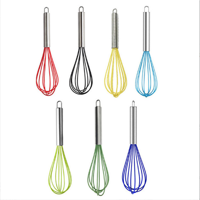 Silicone Stainless Steel Non-Stick Coating Hand Blending Whisking Beating Stirring Cooking  Egg Mixer Whisk