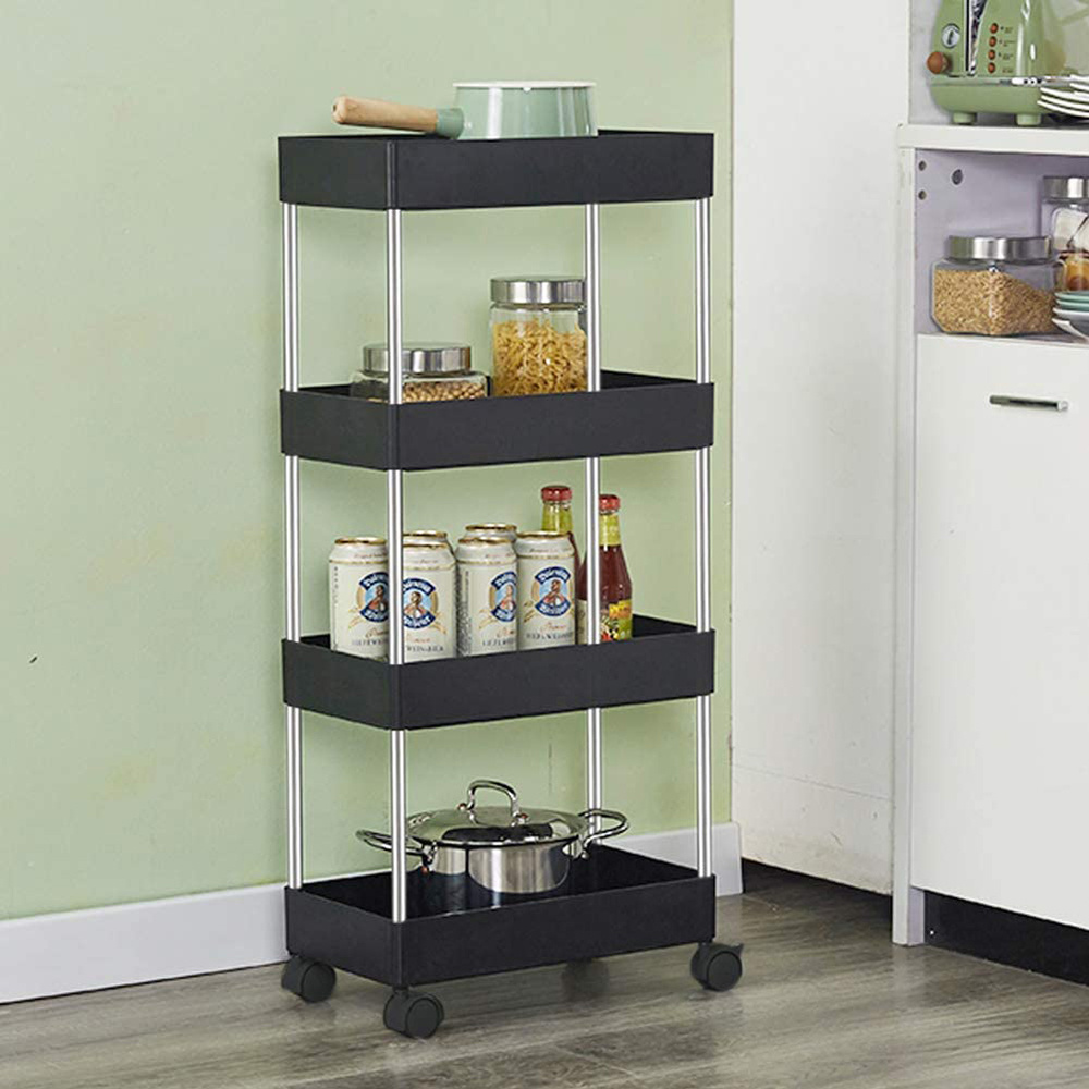 4-Tier Storage Cart Mobile Shelving Unit Bathroom Rolling Storage Utility Cart Organizer Shelf storage tower