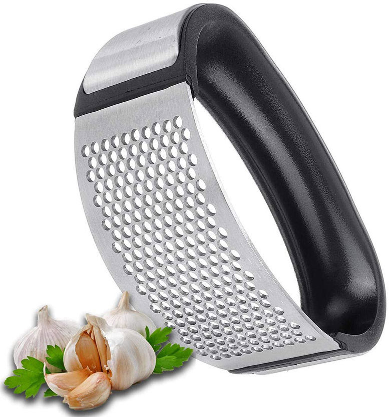 Stainless steel  Manual garlic press curved garlic grinding easy clean hand-held  garlic press rocker