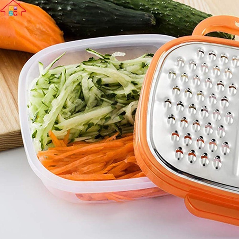 2 in 1 Stainless Steel  Cheese Vegetable Grater With Storage Box Container With Handle For Kitchen