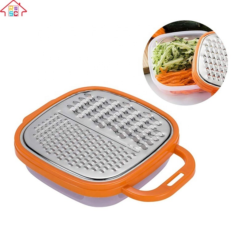 2 in 1 Stainless Steel  Cheese Vegetable Grater With Storage Box Container With Handle For Kitchen