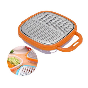 2 in 1 Stainless Steel  Cheese Vegetable Grater With Storage Box Container With Handle For Kitchen