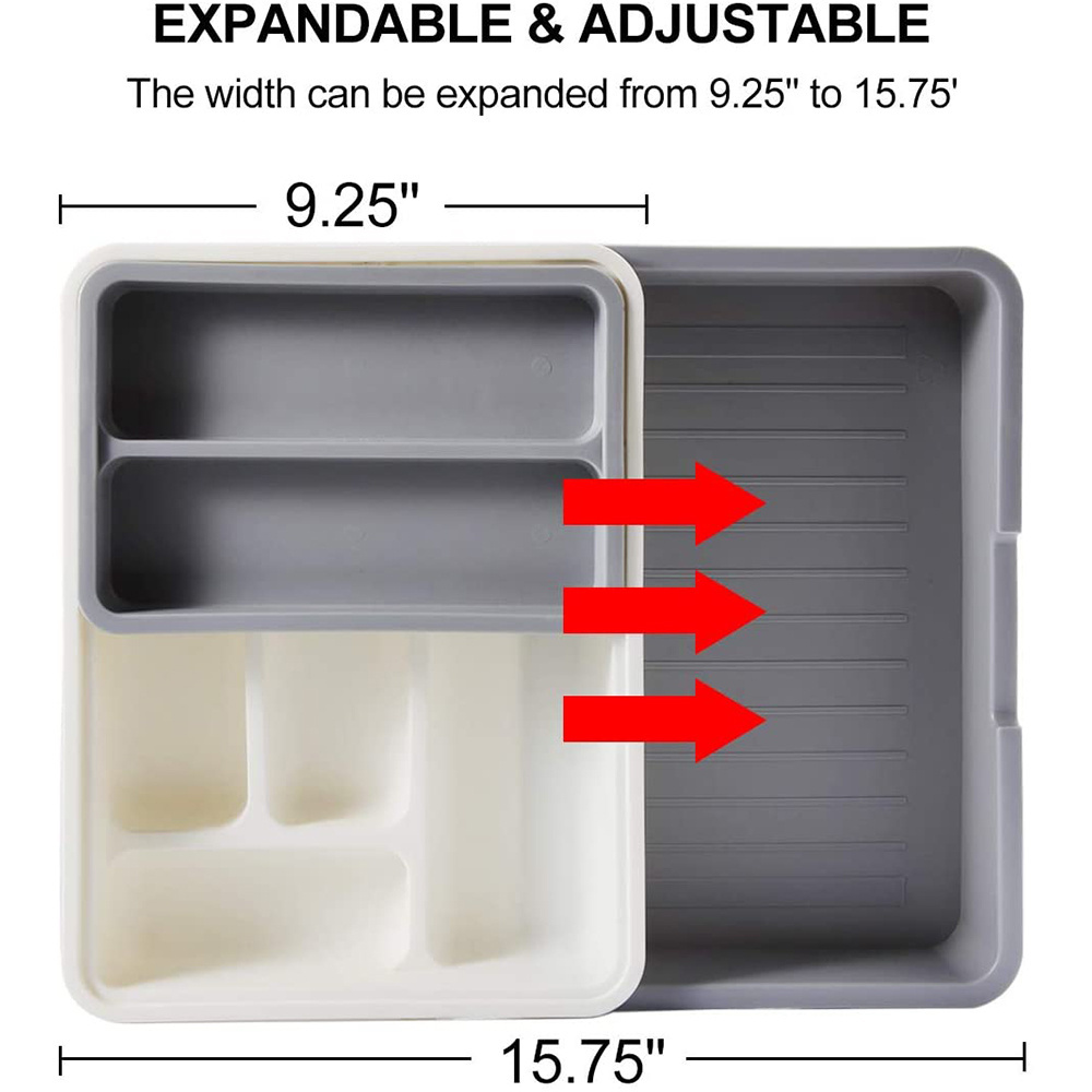 MultiPurpose Storage Silverware Drawer Organizer Expandable adjustable cutlery Tray for Kitchen 7 Compartment Utensil Organizer